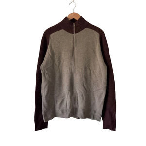 Autumn Cashmere 100% Cashmere Zip Up Sweater Contrast Large L